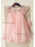 Pink Lace Chiffon Curly Hem Sweet Flower Girl Dress